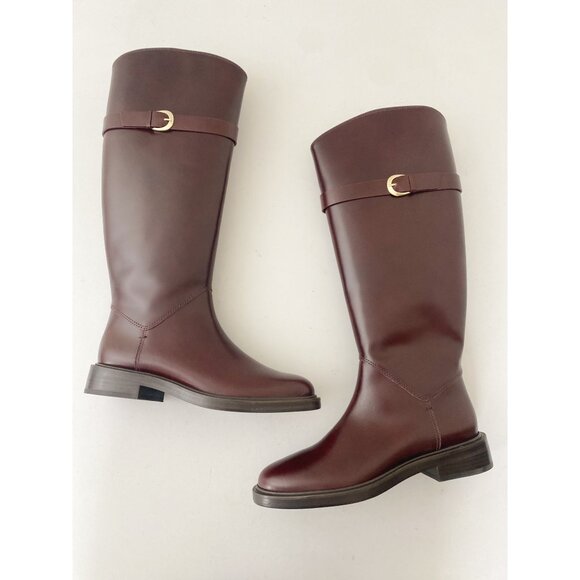 New Reformation x Kacey Musgraves Franklin Knee Riding Boot Ruby - Picture 1 of 15